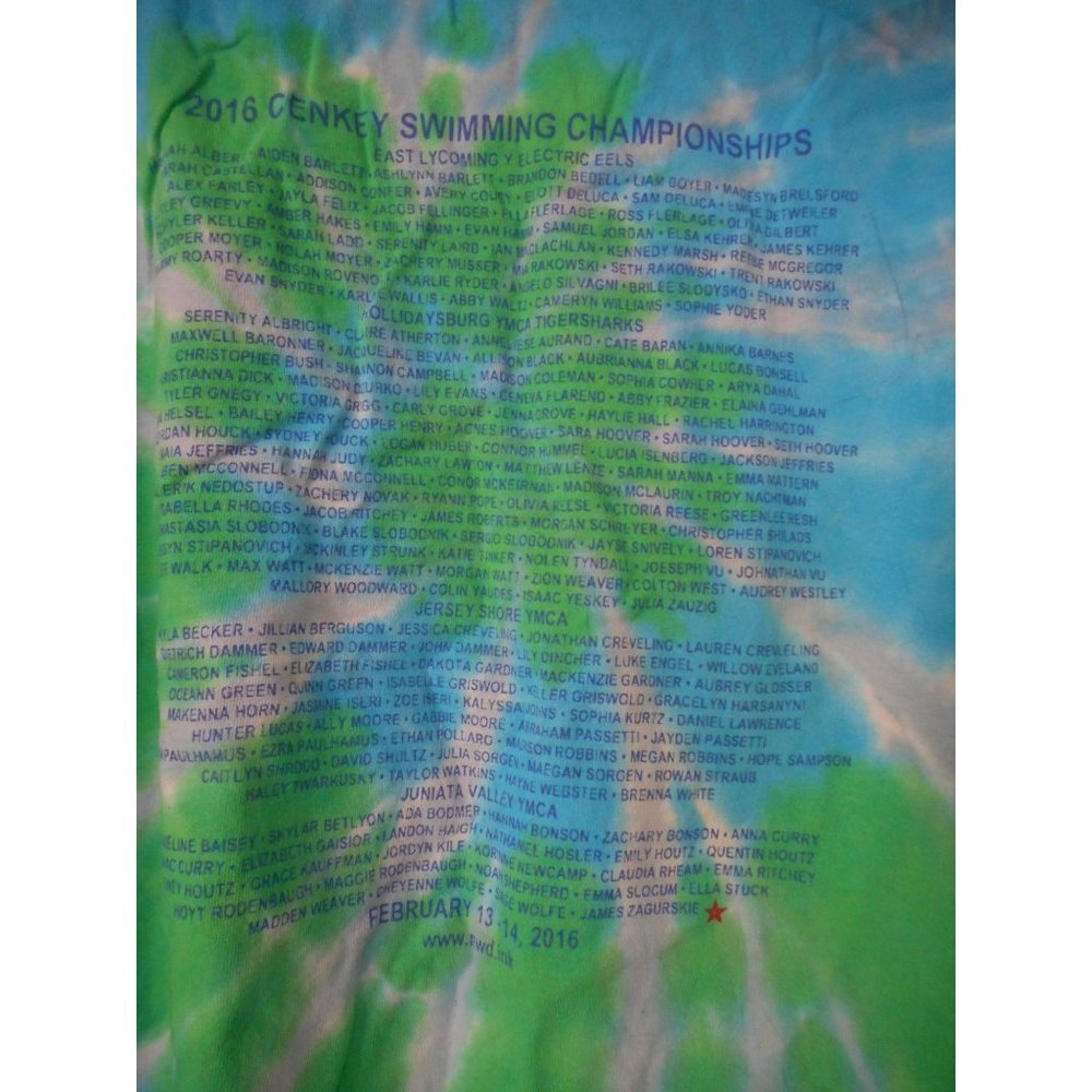 Unisex Green Blue Tie Dye Sz L Long Sleeve T-shirt Double sided cotton Swimming - Picture 5 of 5